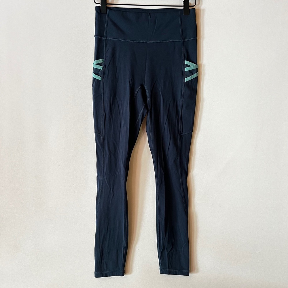 Fabletics Motion365 Navy Dark Blue High Waisted Athletic Gym Leggings 25" Waist